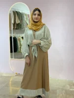 اورال دامنی و شومیز راه راه موکا | گیلاس بانو