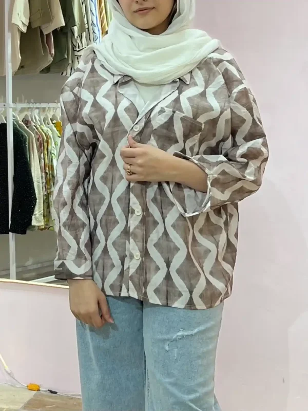 شومیز قهوه‌ای ktn | گیلاس بانو