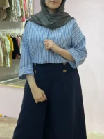 شومیز راه راه ابروبادی سرمه‌ای | گیلاس بانو