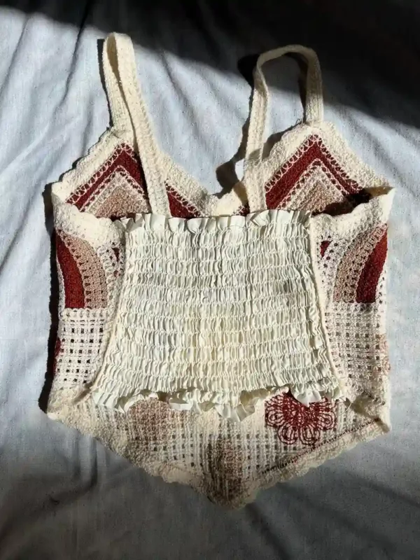نیم تنه مکرومه بافی گلدار - تصویر 2