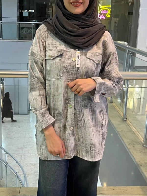 شومیز آبرنگی طوسی | گیلاس بانو