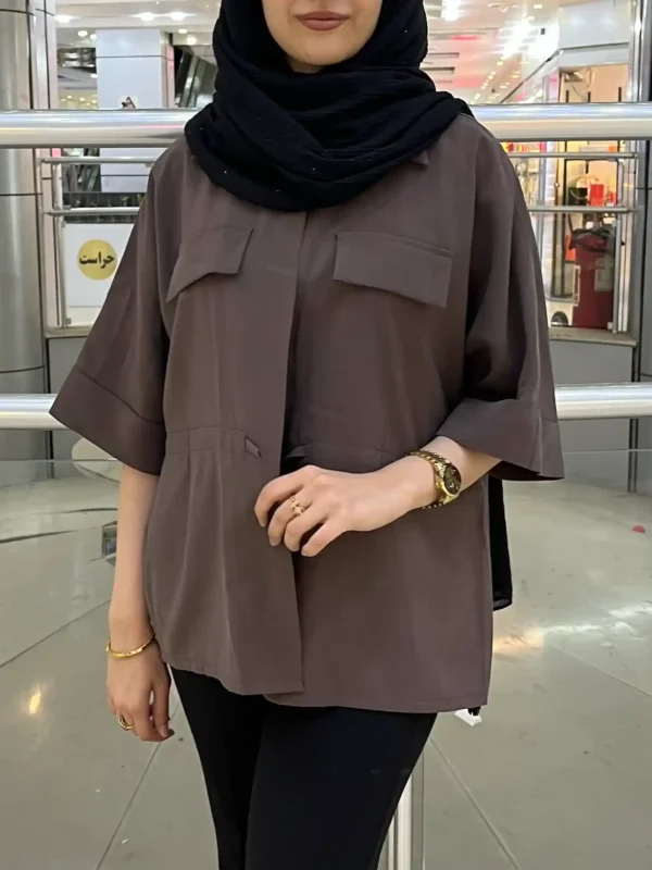 شومیز گت دار قهوه ای | گیلاس بانو