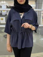شومیز گت دار سورمه ای | گیلاس بانو