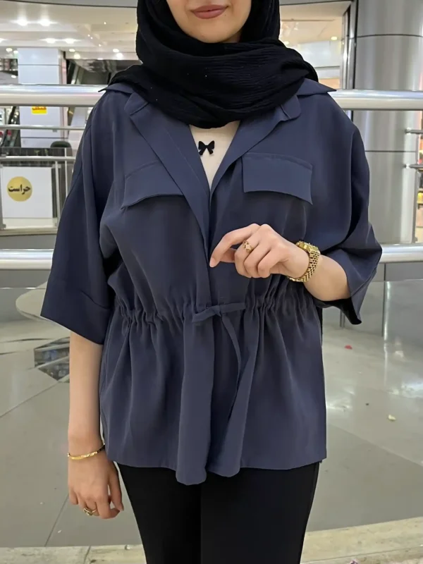 شومیز گت دار سورمه ای | گیلاس بانو