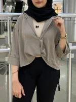 شومیز کراپ نگینی موکا | گیلاس بانو